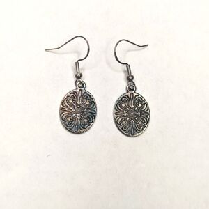 Metallic Pressed Silver Earrings